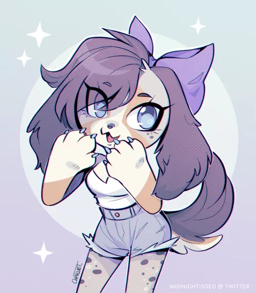 Uwah! - art by MidnighTisDED of one of my sonas, Lexi !! by Snowwingedwolf