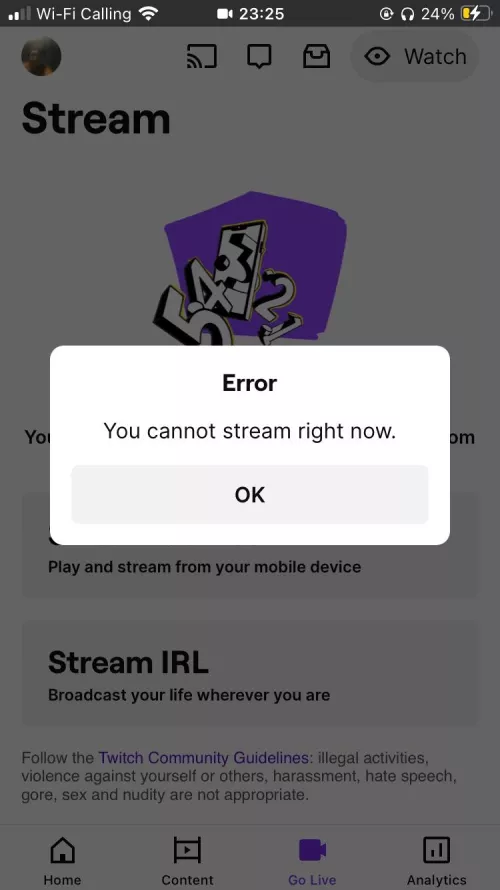 Hi guys I want to start a stream from my iPhone but this pops up by -Username-is_taken-
