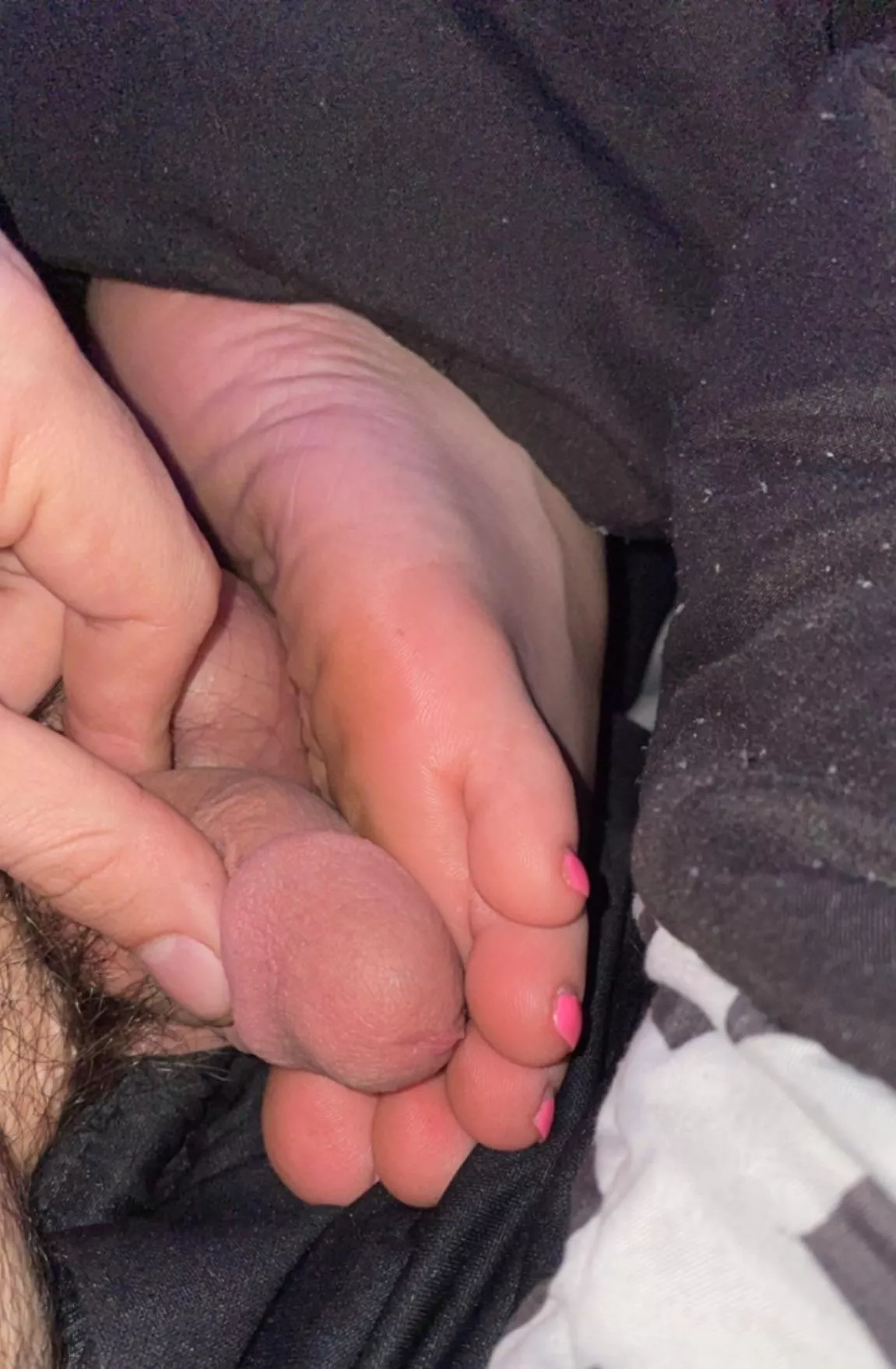 Honestly rate this pic I took of my bf feeling how soft my little toes are :) 1-10? (Oc) posted by Clean_Koala_9621