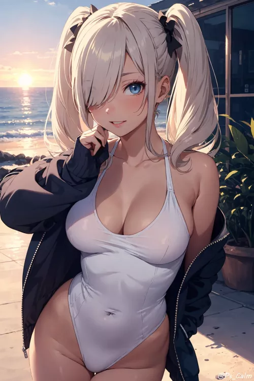 White Swimsuit by CheetahSperm18