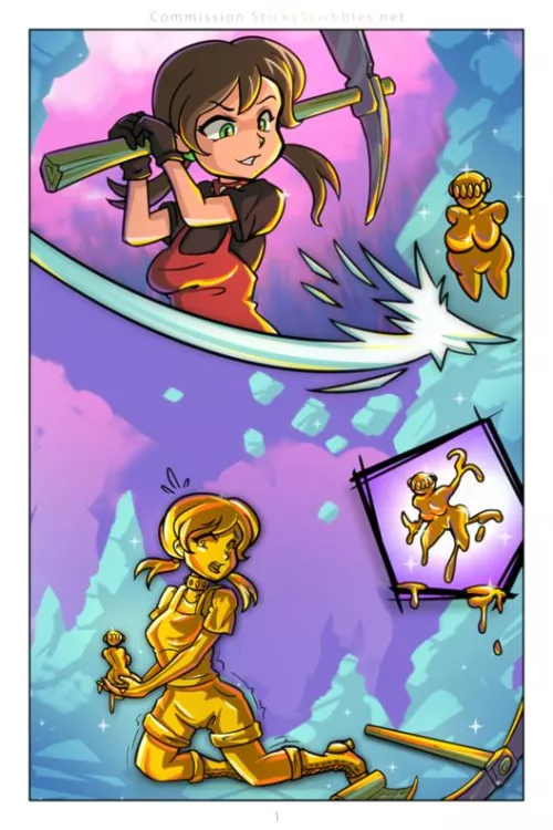 Kasey Gold Mining Transformation [F > Inanimate Venus ] ( StickyScribbles ) by 24Emma