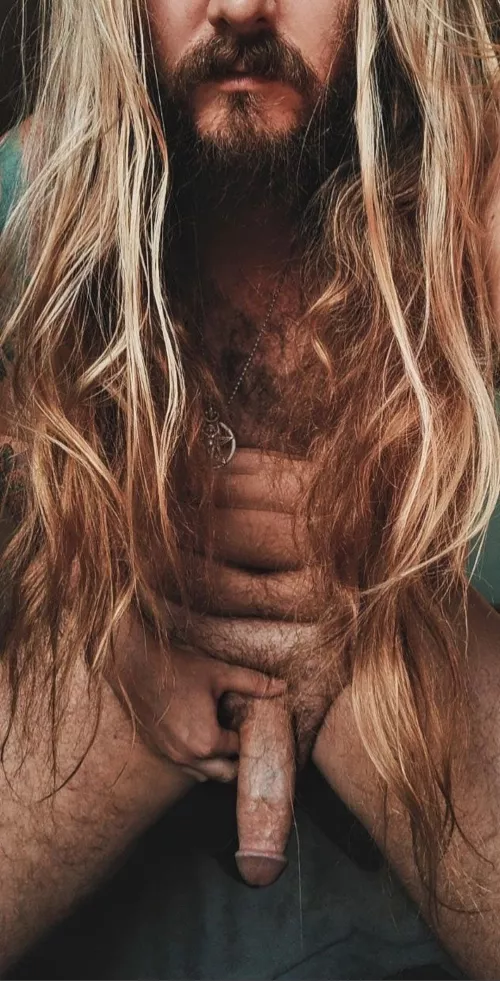 Long blond hair + beard + tattoos by GrungeViking