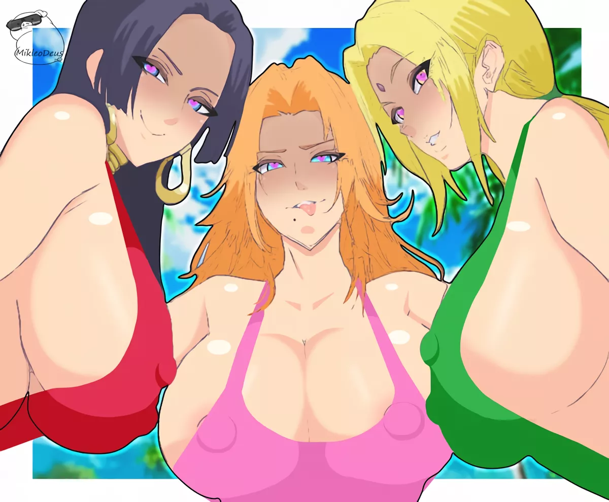 Beach day with Boa Hancock Matsumoto Rangiku and Tsunade[onepiece][bleach][Naruto](mikleodeus) posted by AbbreviationsHead632
