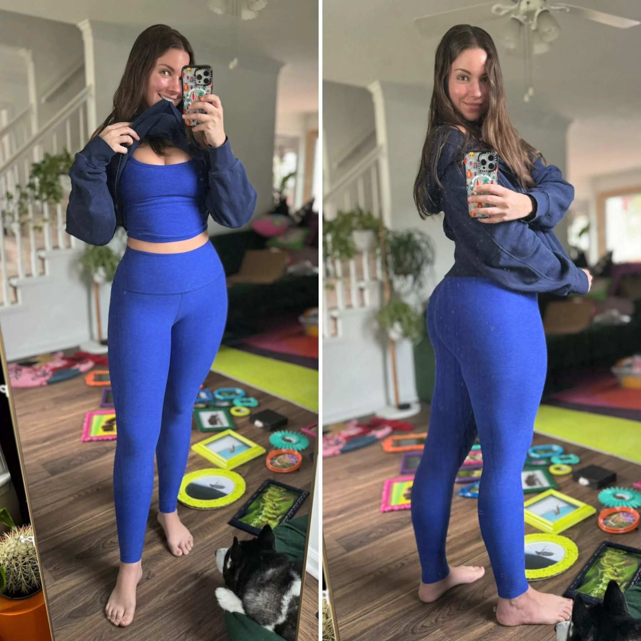 Ignore all the photo frames on my floor but this is one of my favorite yoga sets 💙 posted by shibahuskymom