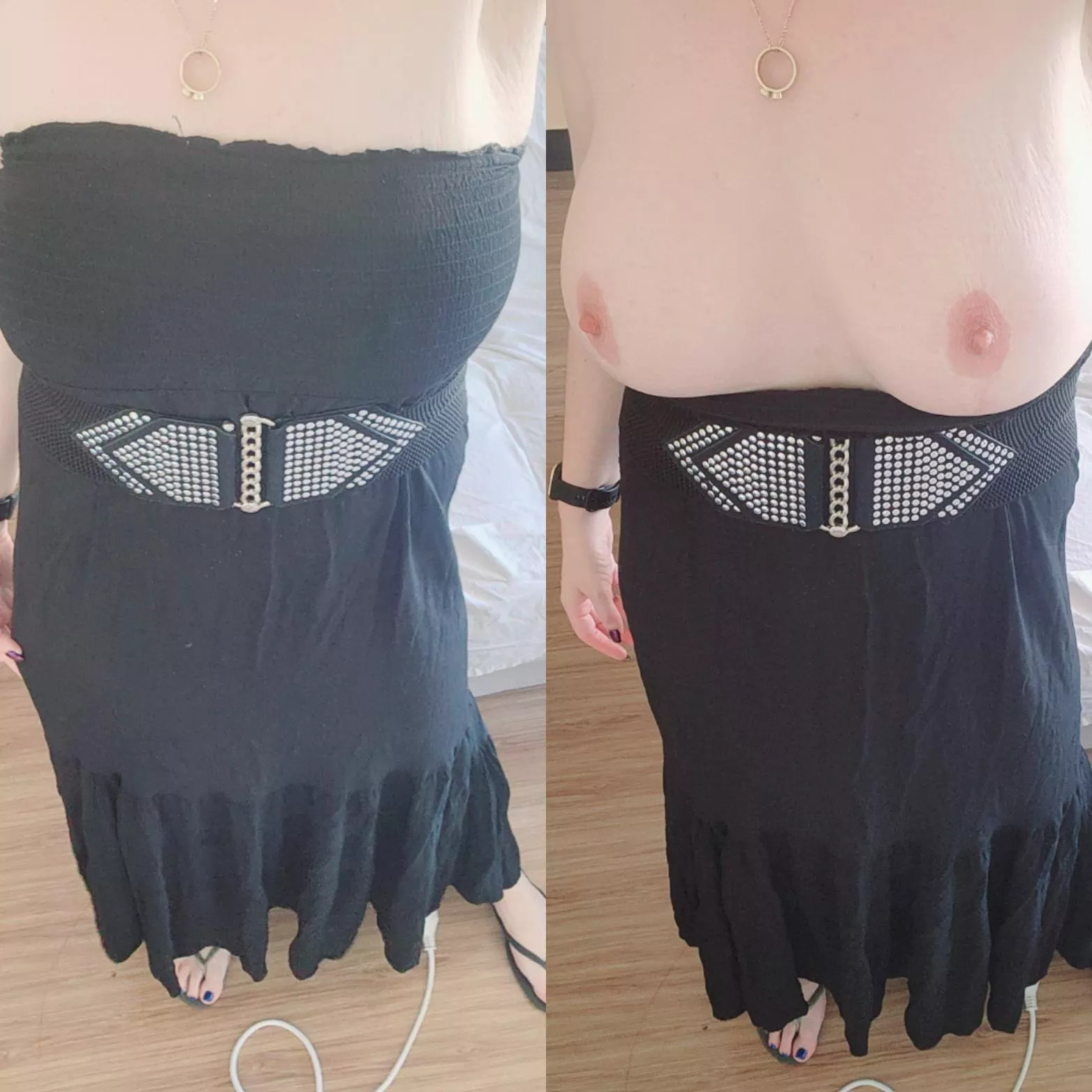 In or out? Wish I could walk around topless. Especially on days like today! Easily accessible in this outfit 🙃 posted by curlyk91