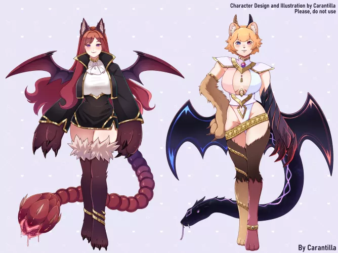 Manticore and Chimaera character designs ~ by eele0na