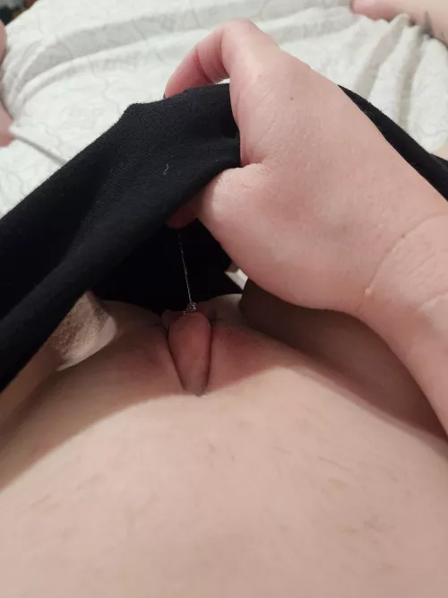 Do you spot the sticky string 😅 and yes my clit is huge from so much wand time hehe by TryxiePyxie