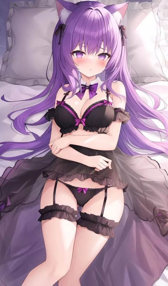 Purple Cat Girl • [artist original] posted by ILoveHiyoko