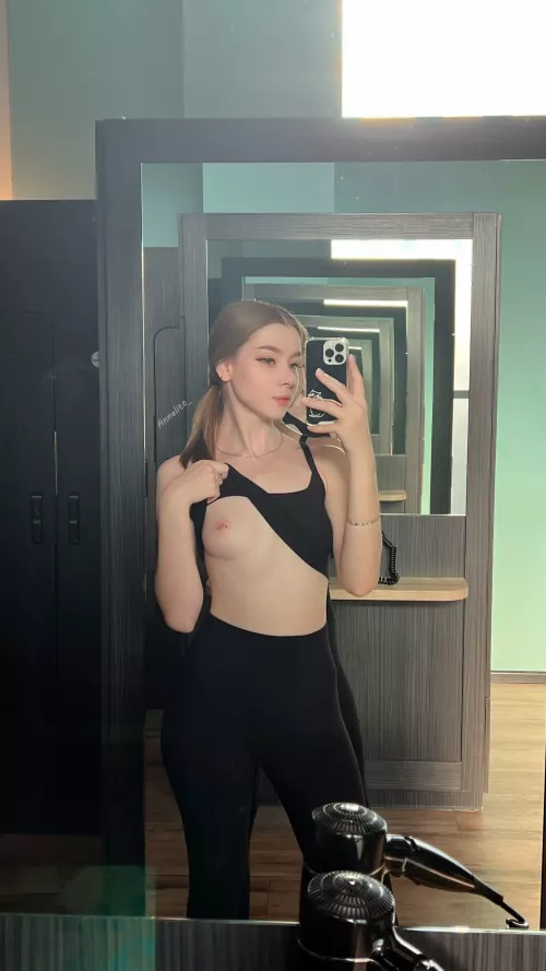 Showing my petite breasts in the general locker room by Annelitt_