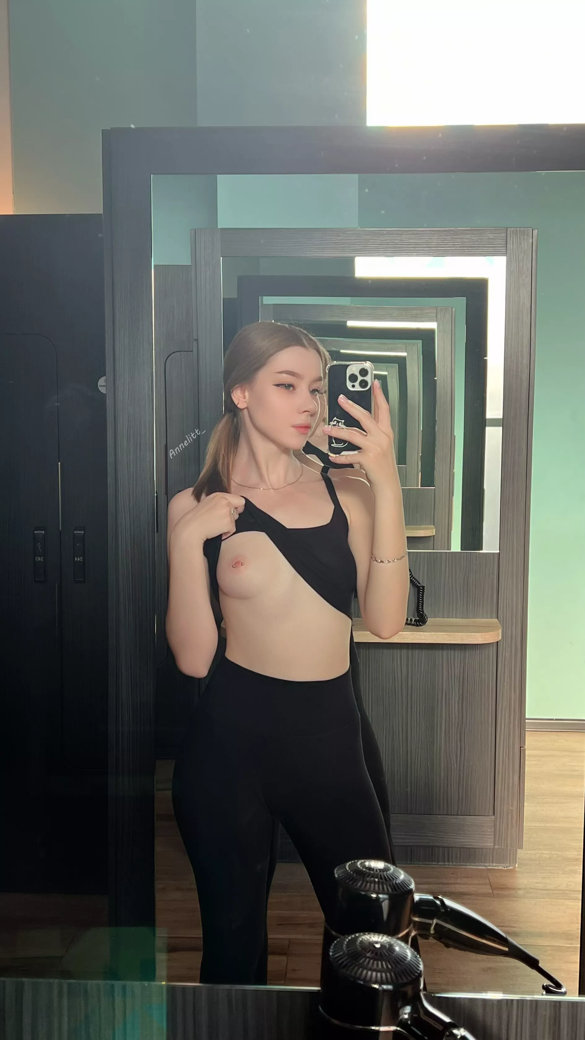 Showing my petite breasts in the general locker room posted by Annelitt_