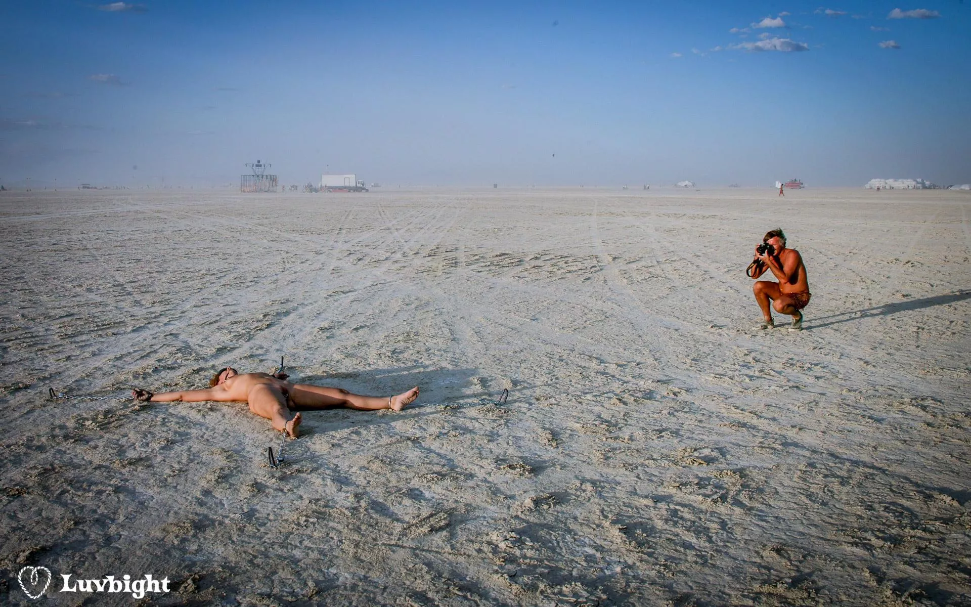 When someone asks if they can take a photo of your slave, the polite thing is to say yes. Dee Luvbight, Burning Man, 2004. posted by MickLuvbight