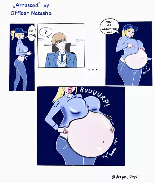 {comic} Arrested by Officer Belly! 🤰🏼🚨🚓 (Art by dragon_slayer) by natashas_belly