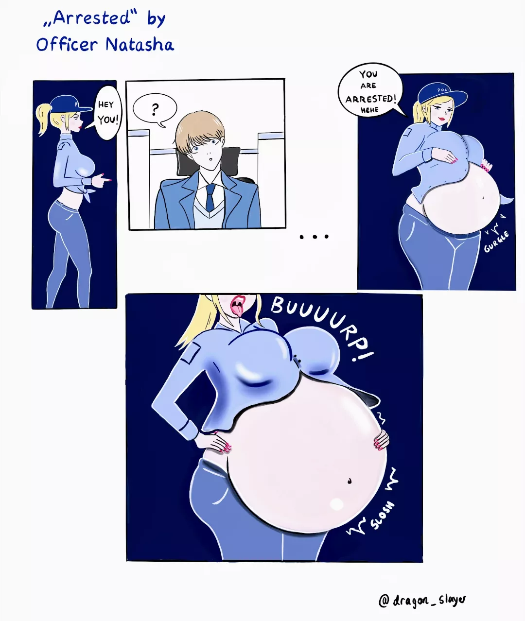 {comic} Arrested by Officer Belly! 🤰🏼🚨🚓 (Art by dragon_slayer) posted by natashas_belly