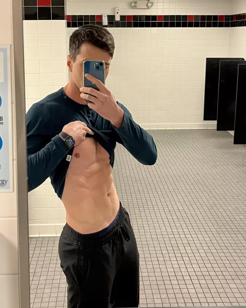 I always flash the abs in the mirror on the way out for a little confidence boost. by Shred_and_Bread