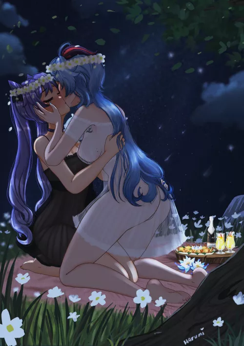 Keqing and Ganyu - she called me to see the stars (Harumi4k) [Genshin Impact] by Harumi4k