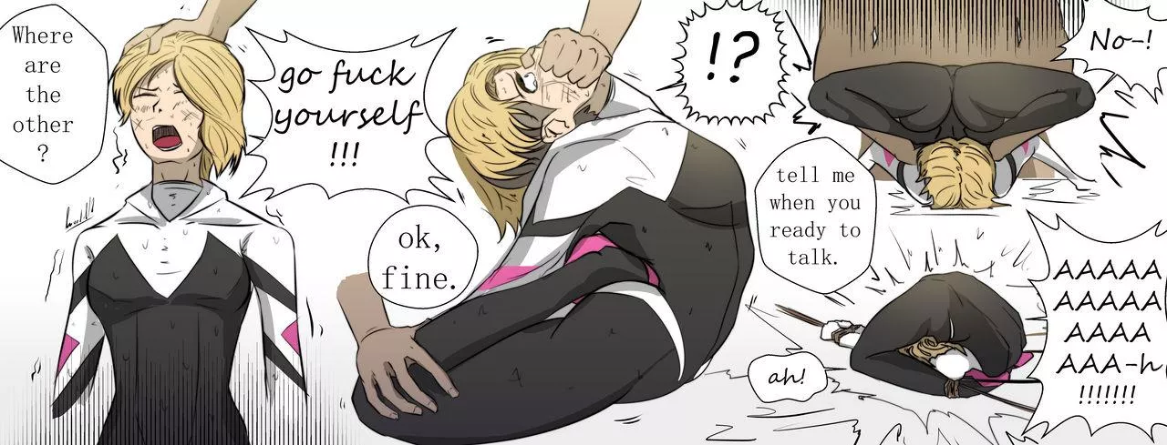 Spider Gwen being tortured posted by Helpful-Ad-4401