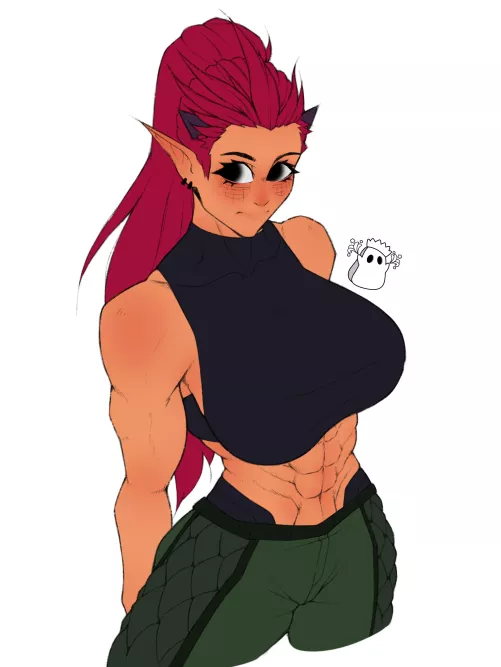 a DTIYS challenge of a big and strong muscular elf girl :> (@SpellKasper) by Chaotic_SpellKasper
