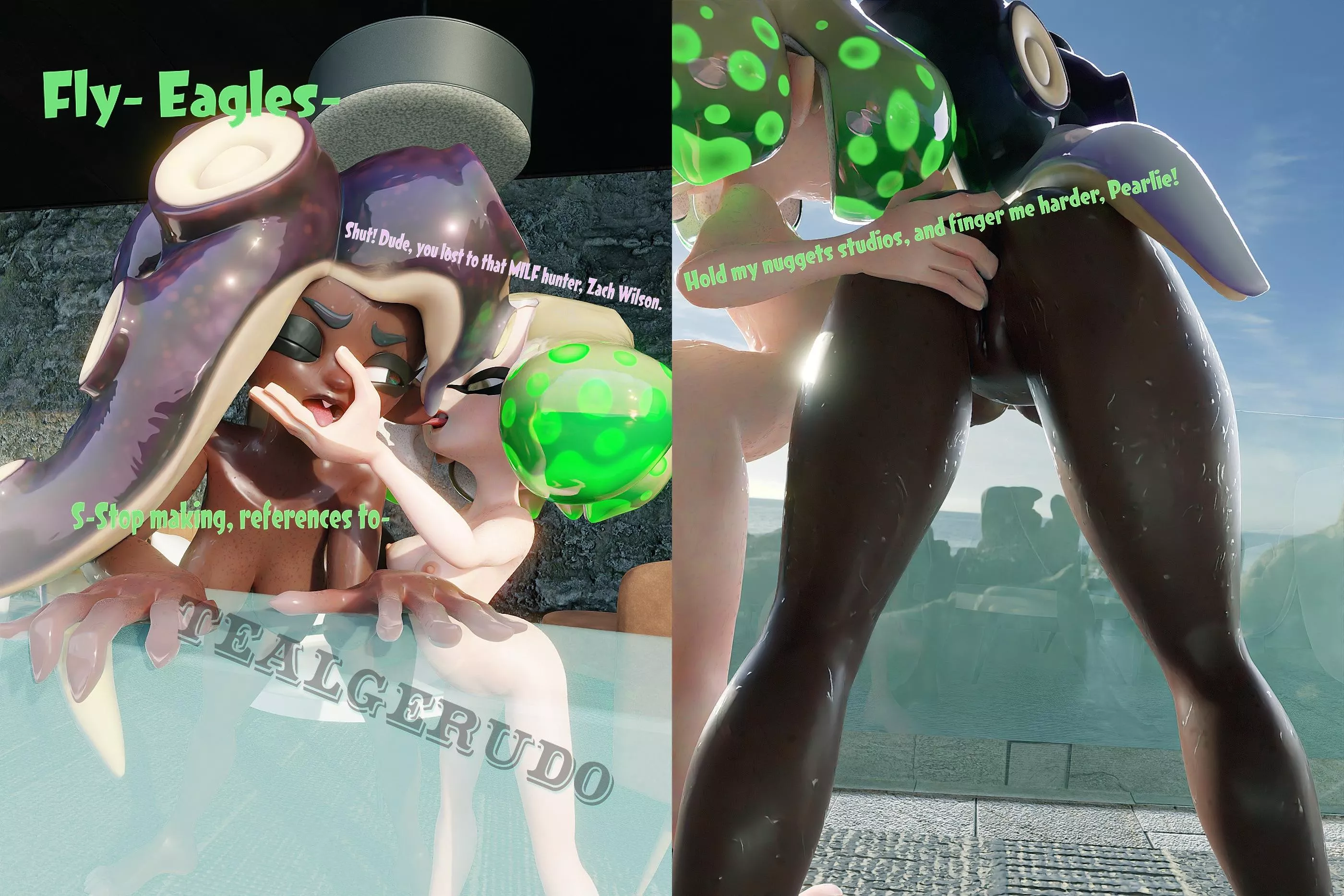 Pearl giving Marina a tease after the Eagles-Jets game [TealGerudo] [OC] posted by ASharkMadeOfTeal