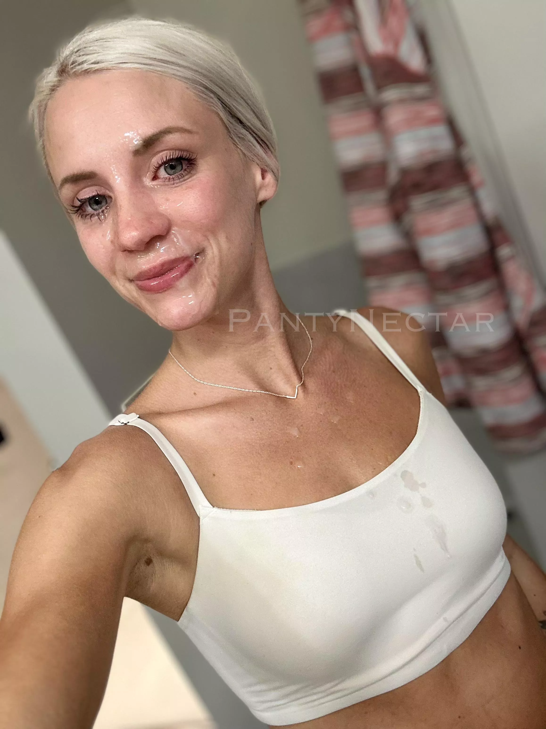 Got home from the gym and got a load on my face and sports bra posted by PantyNectar