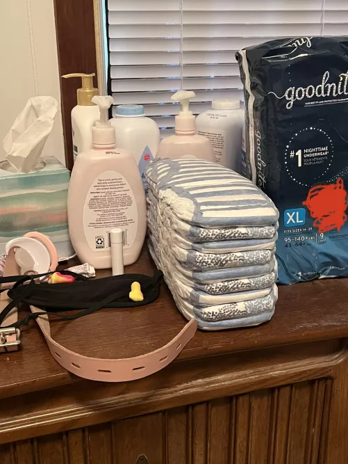 I keep a stack of Huggies on my nightstand because I’m a bedwetting diaper baby ❤️ by 2InchPussyBedwetter