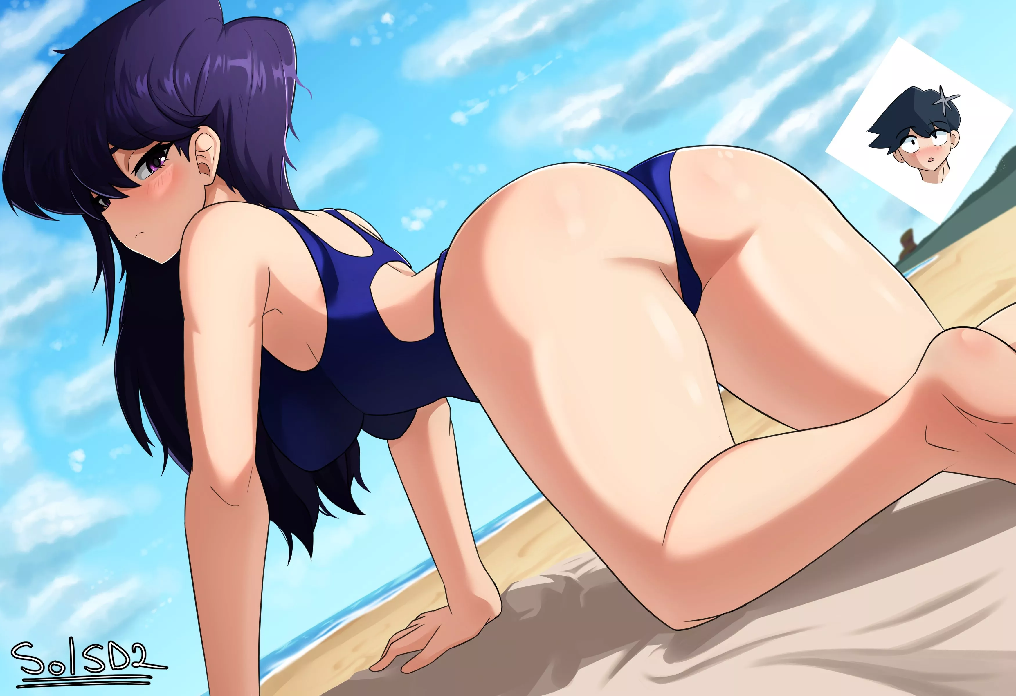 Komi at the beach posted by xSaviour_N