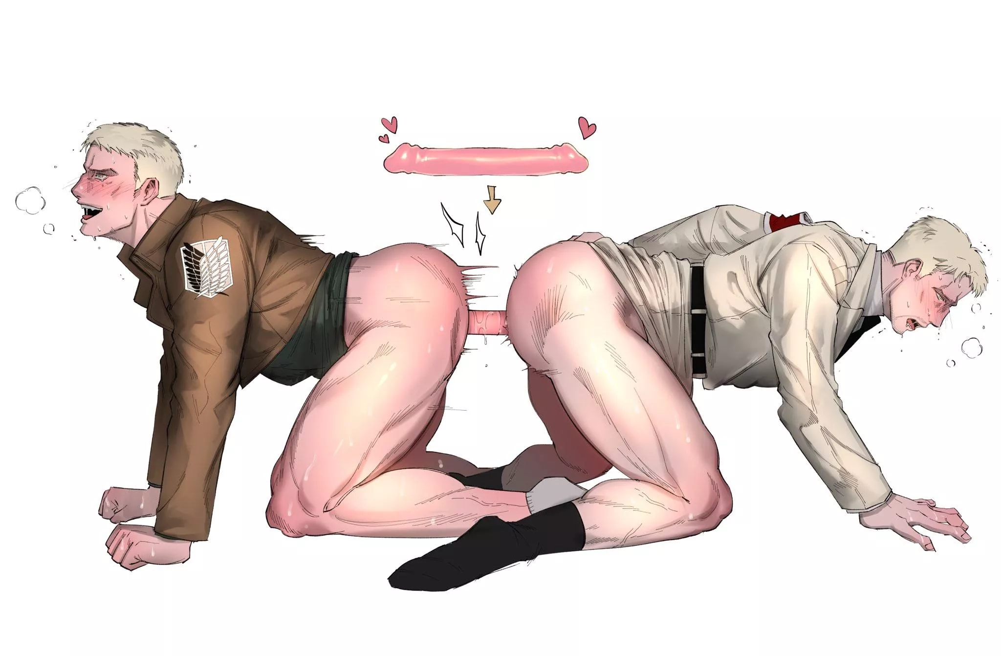 Reiner Braun from Attack on Titan on a Double Sided Dildo posted by triangulumstardust