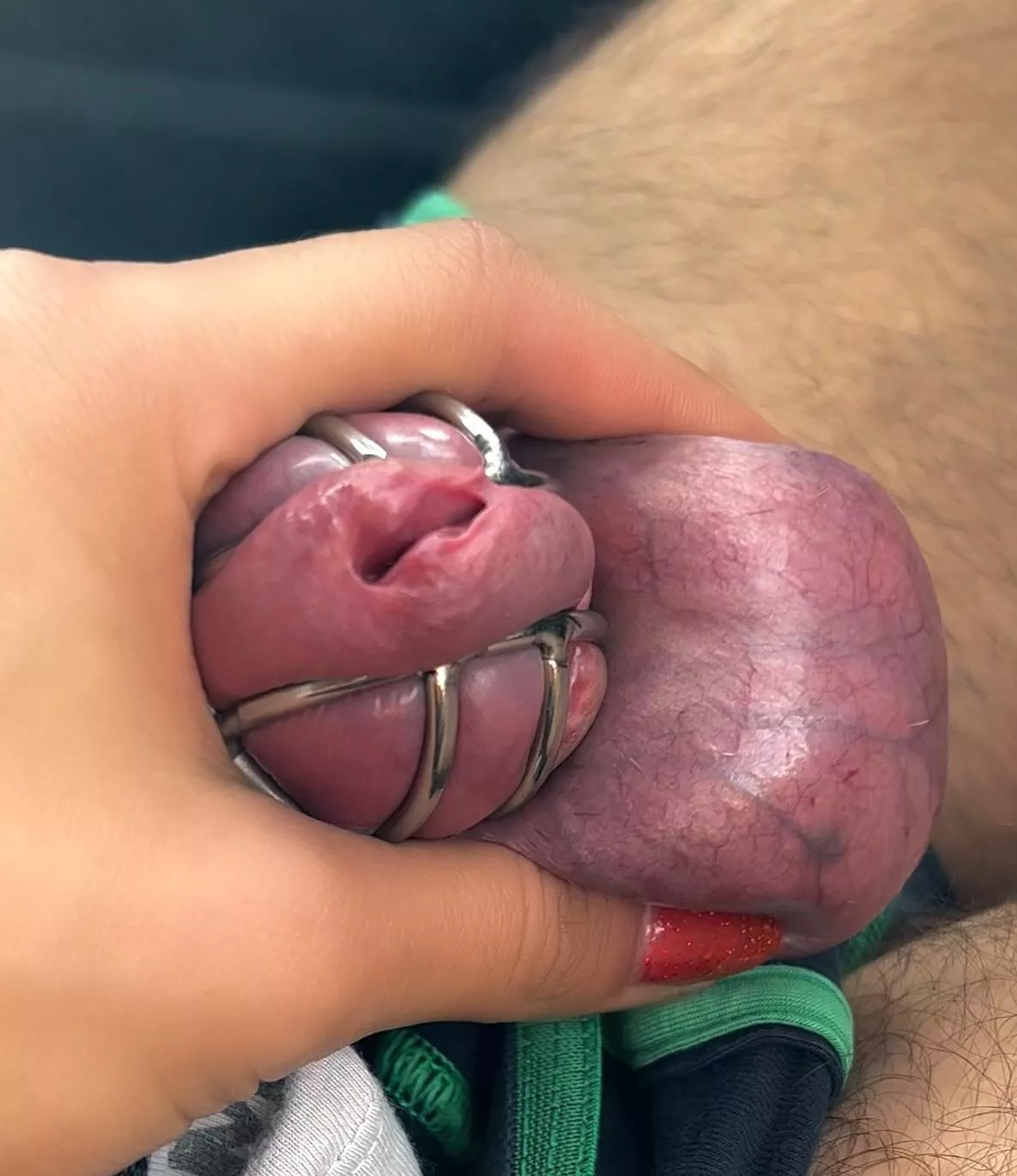 His piece of meat is always trying to break out when he’s near me 🥰 posted by evafirefoxx