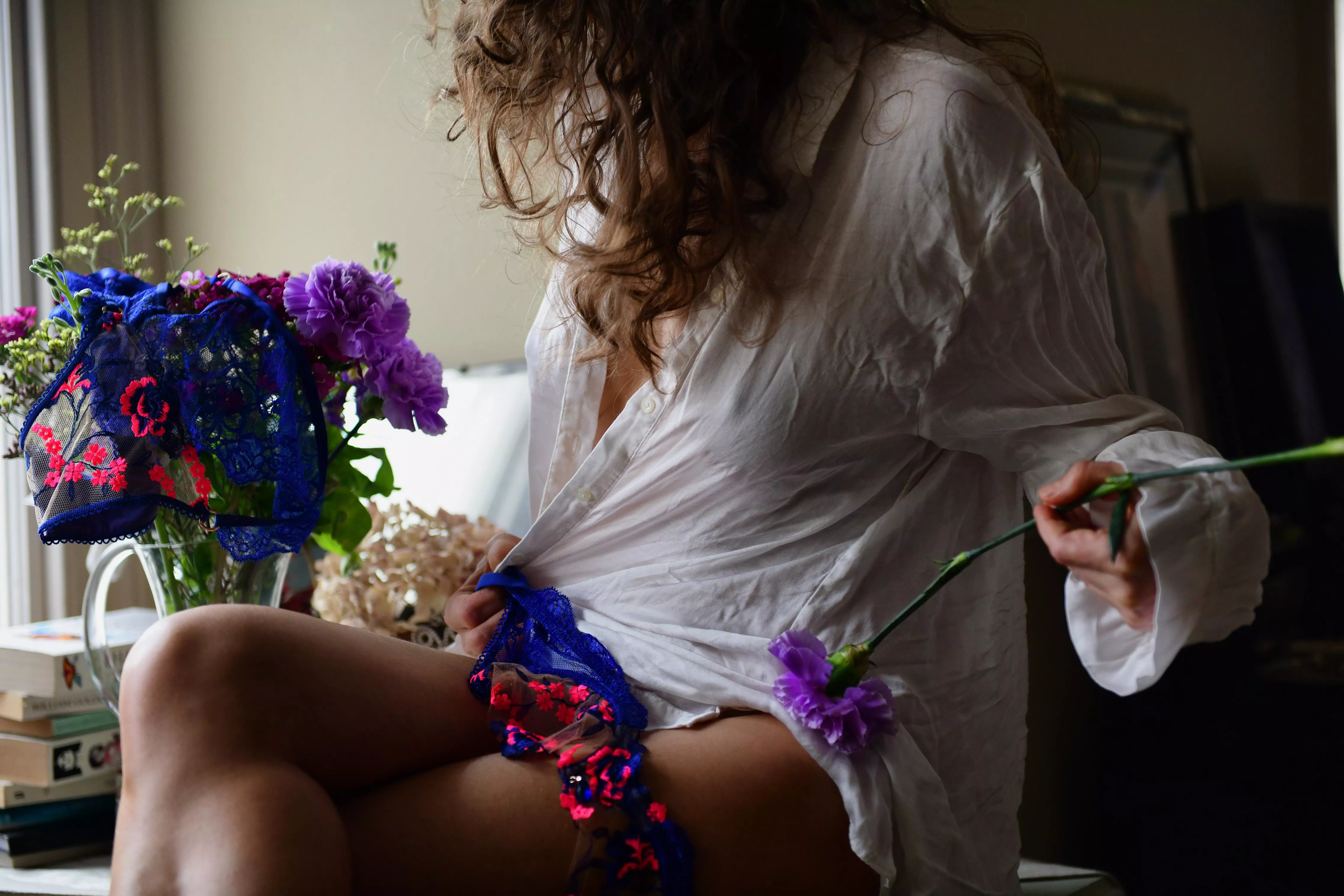 carnation and delicate lingerie OC posted by MalinaWhispers