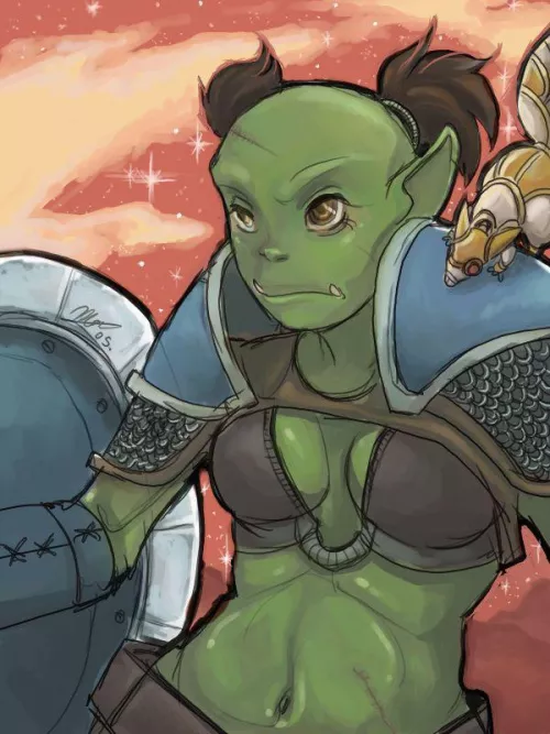 Cute orc fighter girl by unknown artist by Hatis_Night