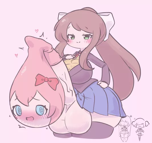 I uhhh, uhm... Futa Monika and condom Sayori. by Otherwise-Ad-3956