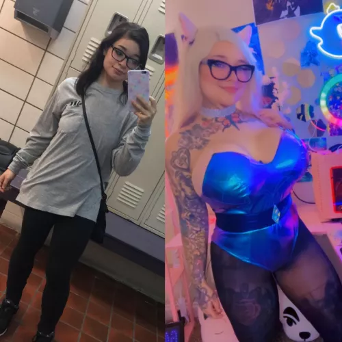 From a conservative flat chested girl to a slutty busty egirl (1500cc) by inkedcosplaygirl