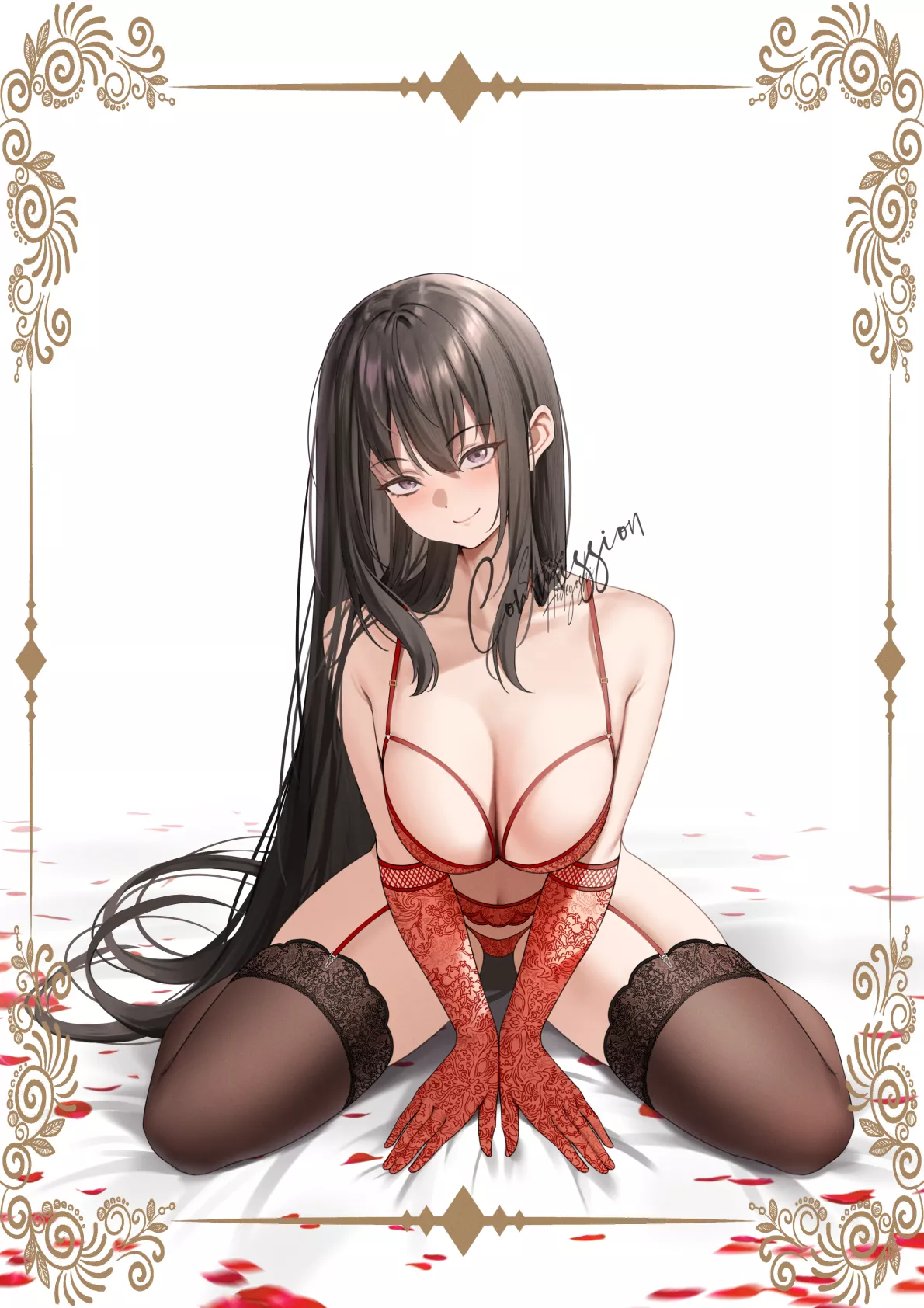 Red Lace & Gloves [Artist's Original] posted by CheetahSperm18