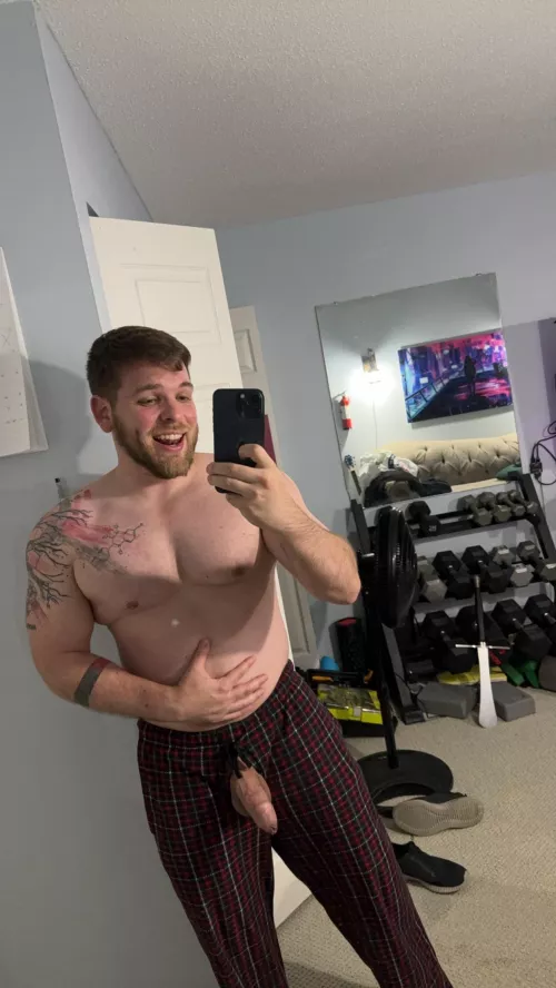 Who doesn’t like a big guy in his PJs? Especially ones where things just happen to slip out sometimes. (Soft) by Far_Ambassador_525