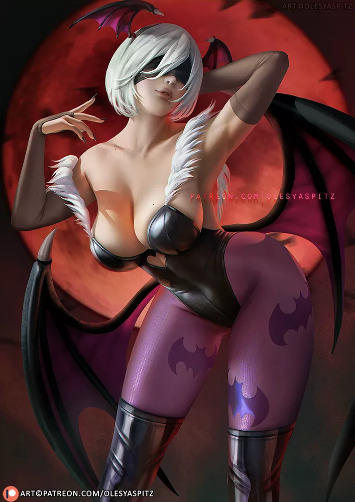 2B in Morrigan costume posted by SejuaniHUN