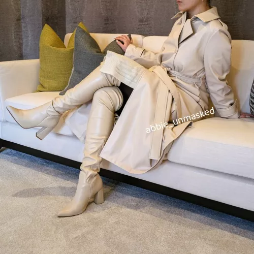 Cream Leather Trench coat & Thigh-high Boots 🤍👑 by abbie_unmasked