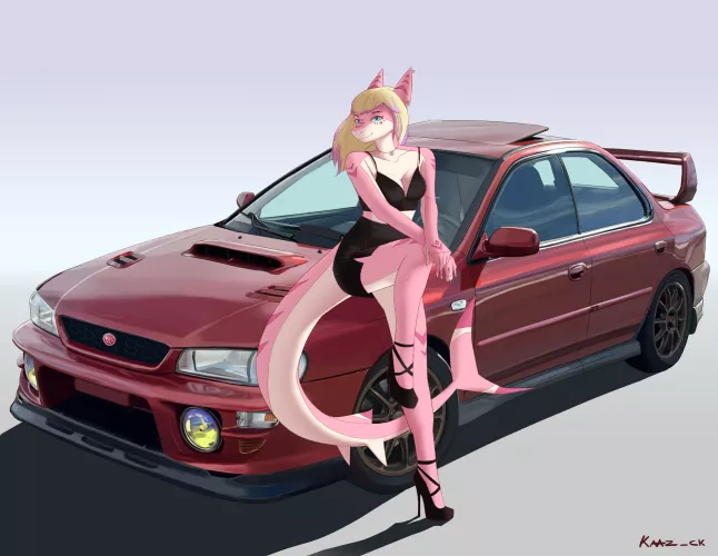 In love with this cutie and her car, Comms Open by Kaaz_ck