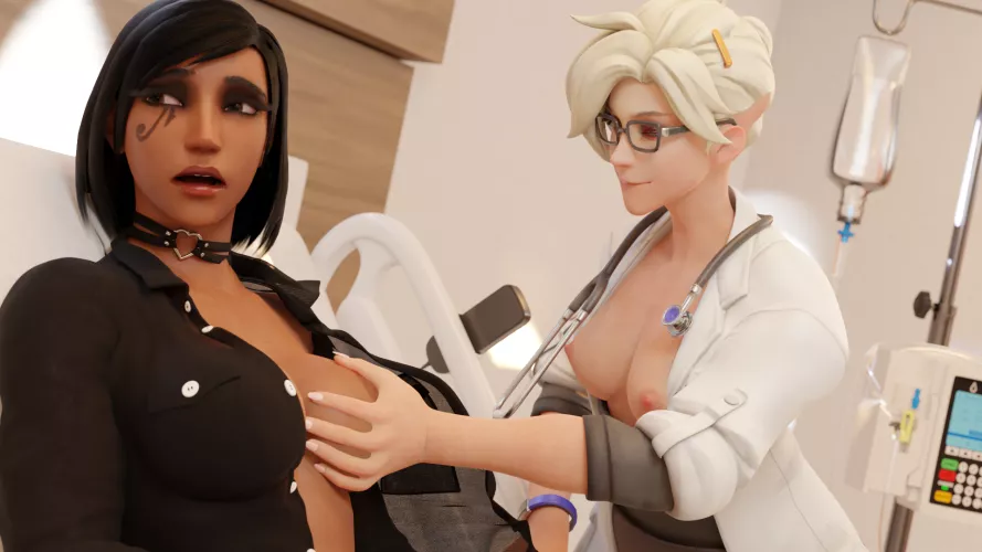 Mercy inspects pharah by Quiet-Satisfaction59
