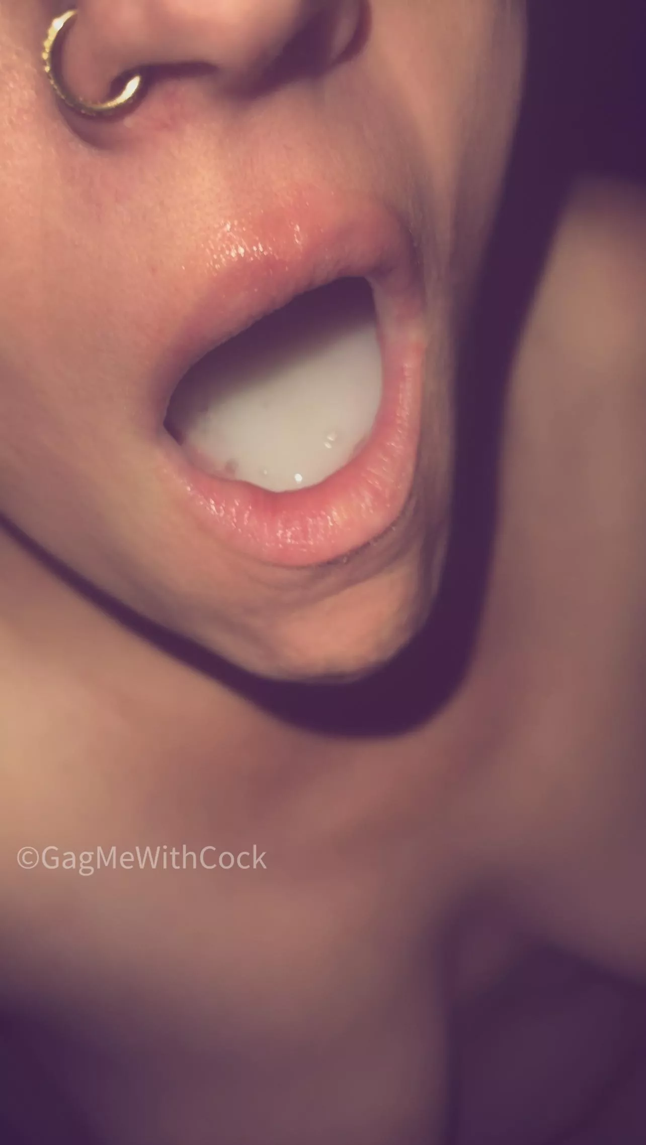 My mouthfull of thick cum 😋 posted by GagMeWithCock