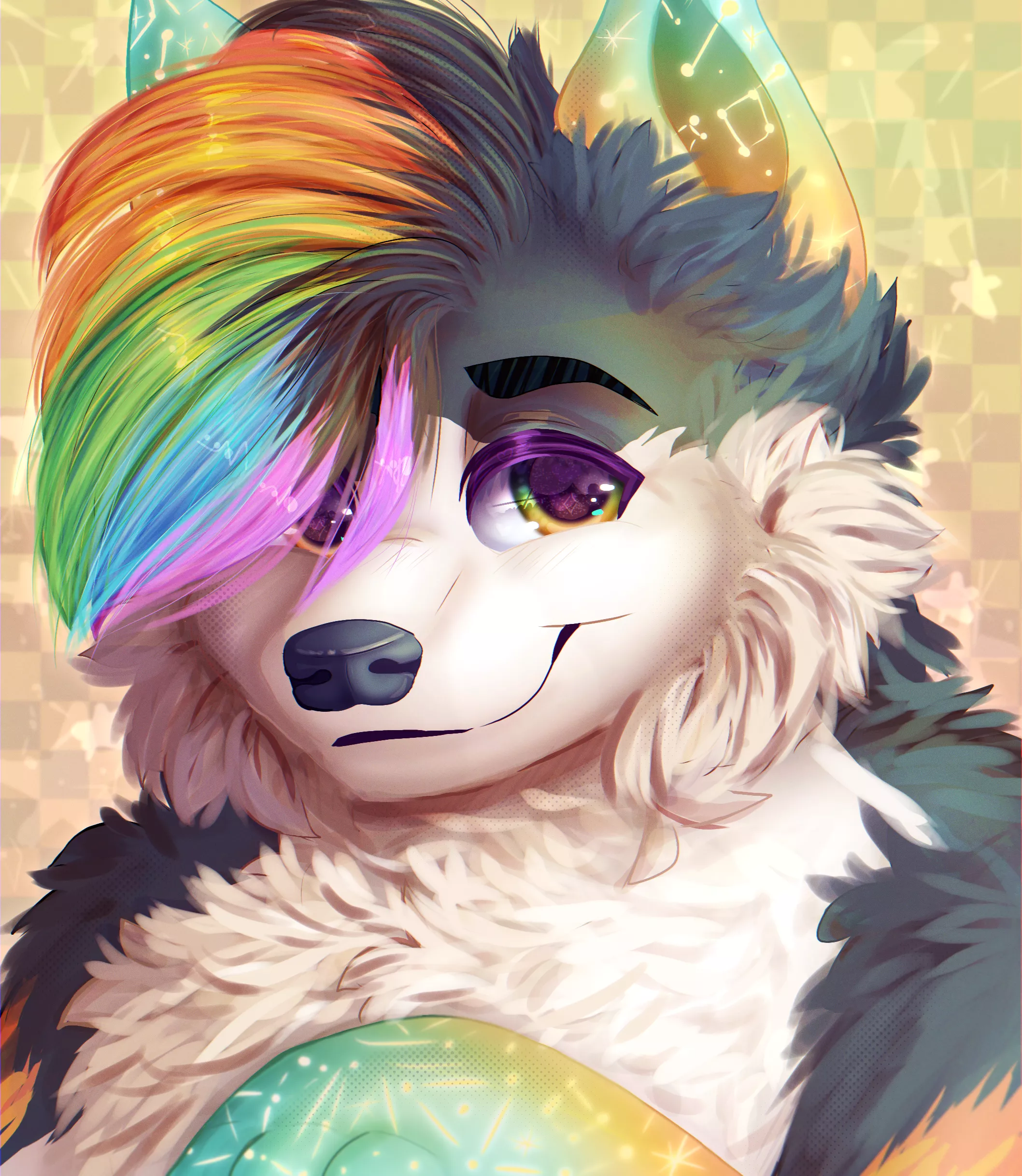 Rainbow wolf (art by me) posted by Evinaaart