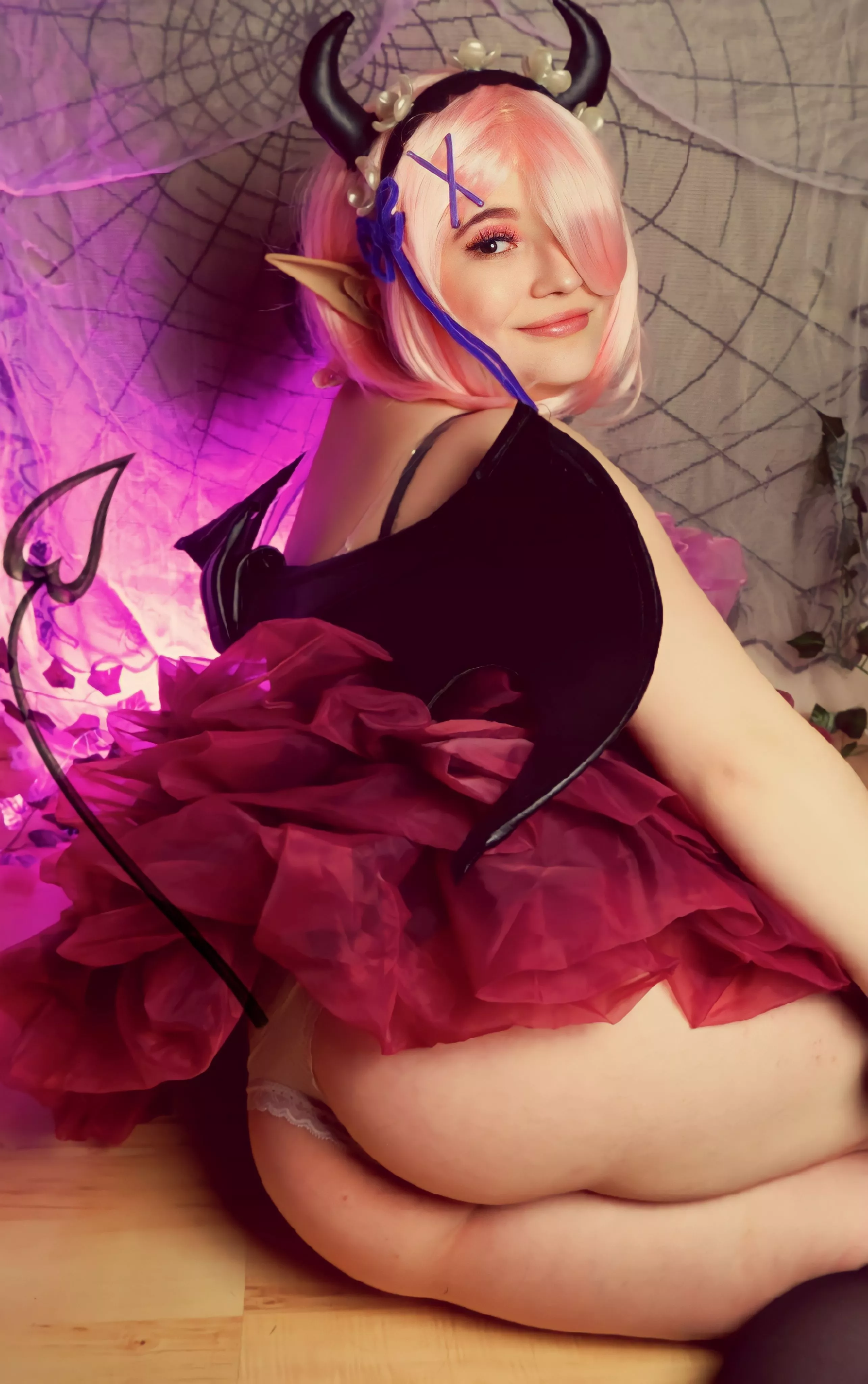 Trick, treat or me?😋 Ram (devil version) from Re:Zero by me posted by Sleepy_chan_cosplay