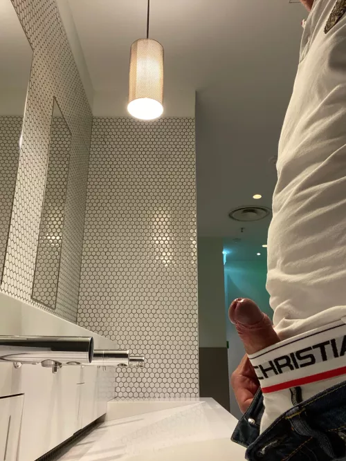 boner at the sinks in public toilets by nudebeach76