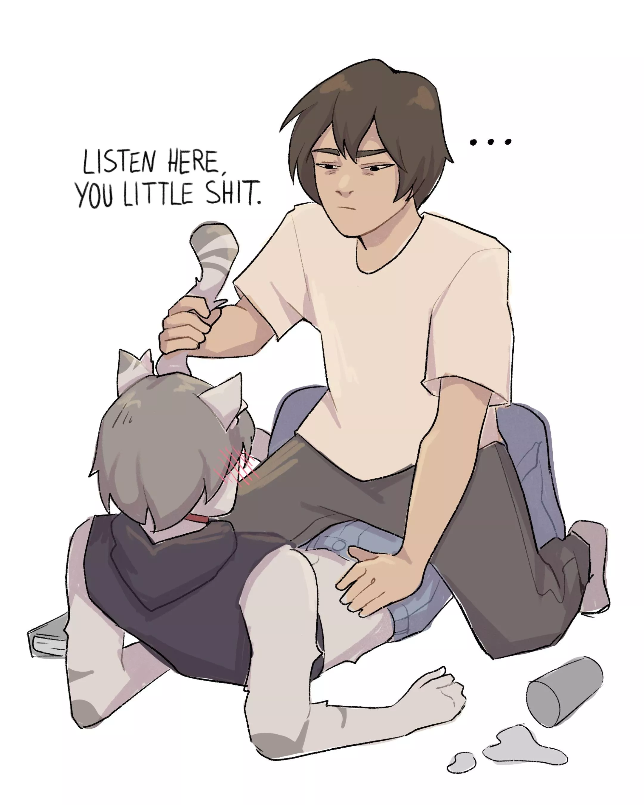 When your cat boy knocks things down for attention (by Sushes) posted by Sushes