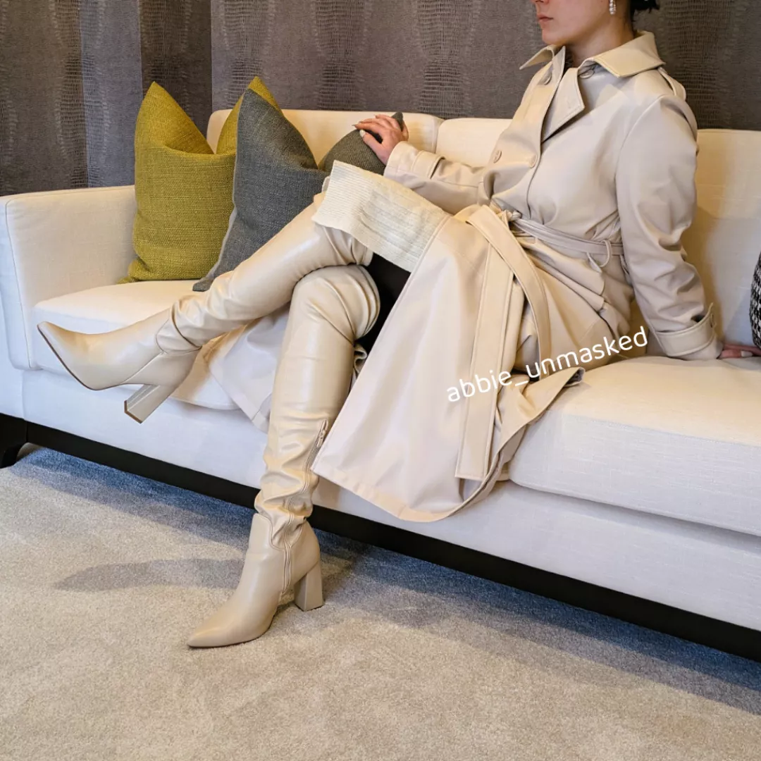 Matching Leather Boots & Trenchcoat 🤍 posted by abbie_unmasked