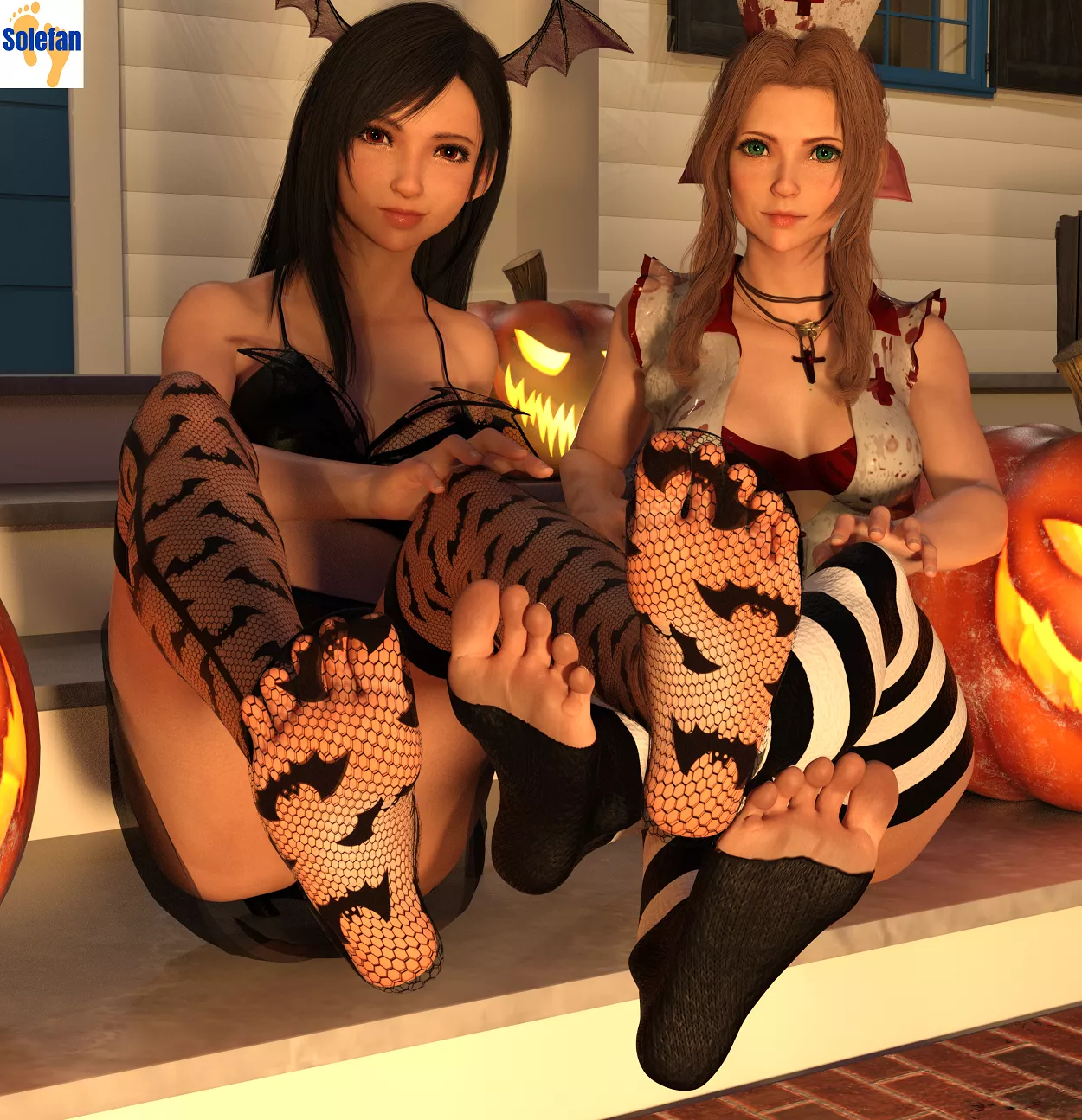 Trick or treat smell our feet (Final Fantasy 7) [Artist: Solefan] posted by ComaOfSouls