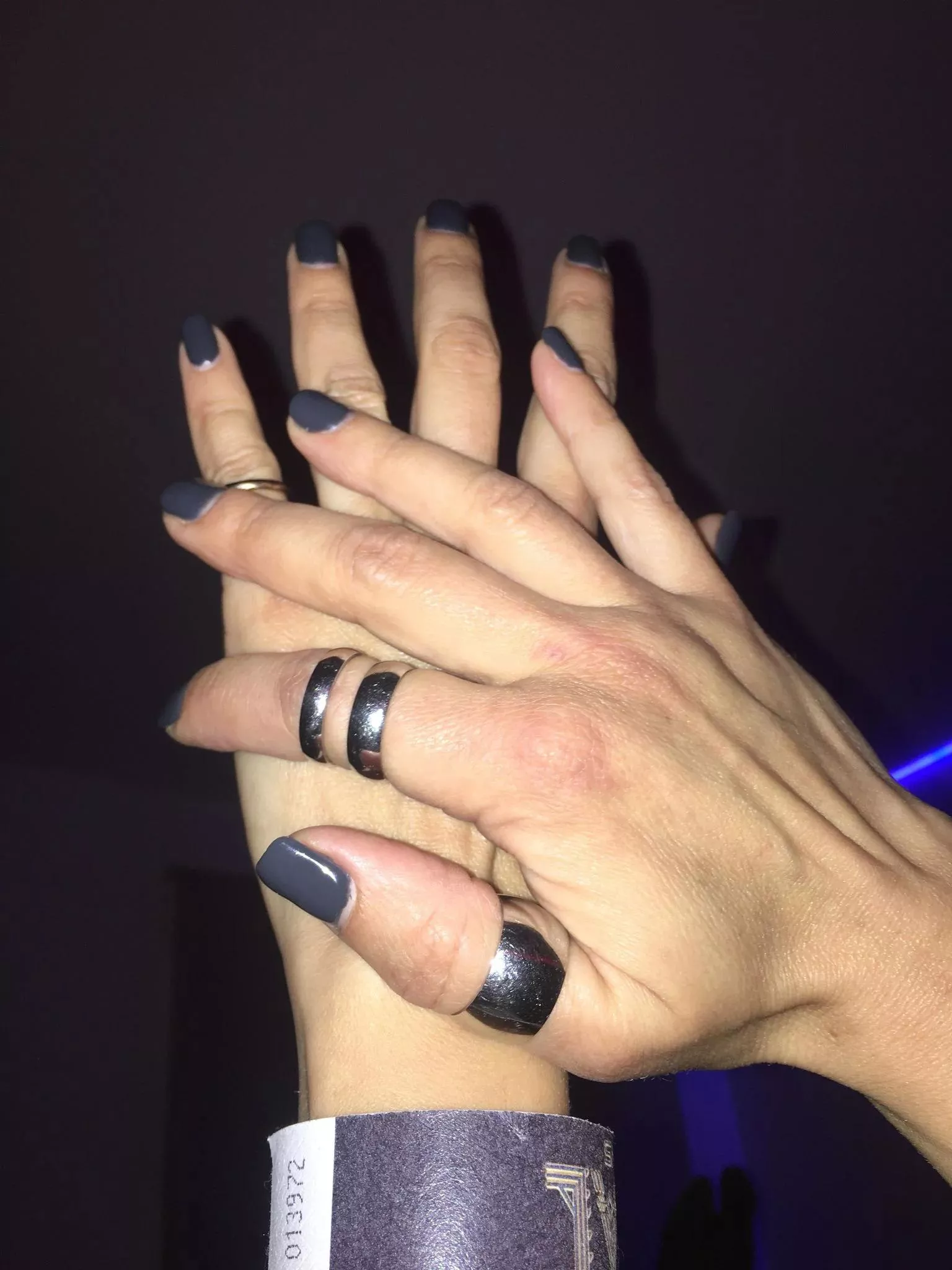 Girlfriend's hands and grey nails. posted by Aerogasm
