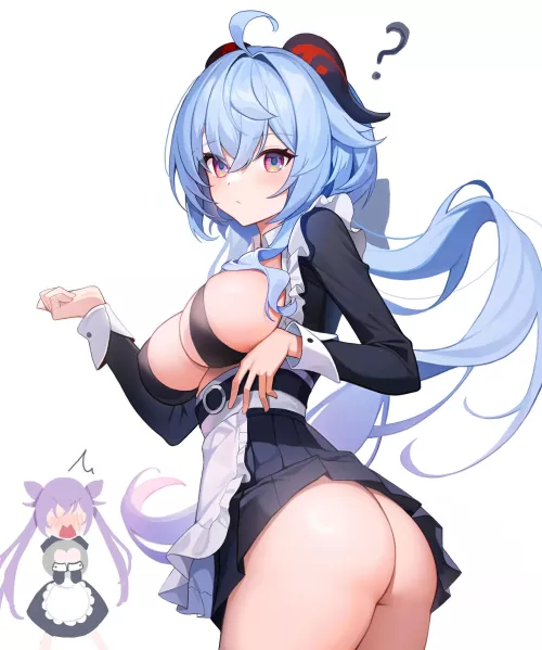 Maid Ganyu working without pants by BeRnUgEeK