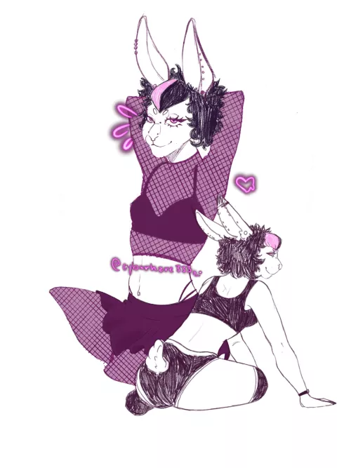 new to the furry community :3 (art by me) by cybxrhare333