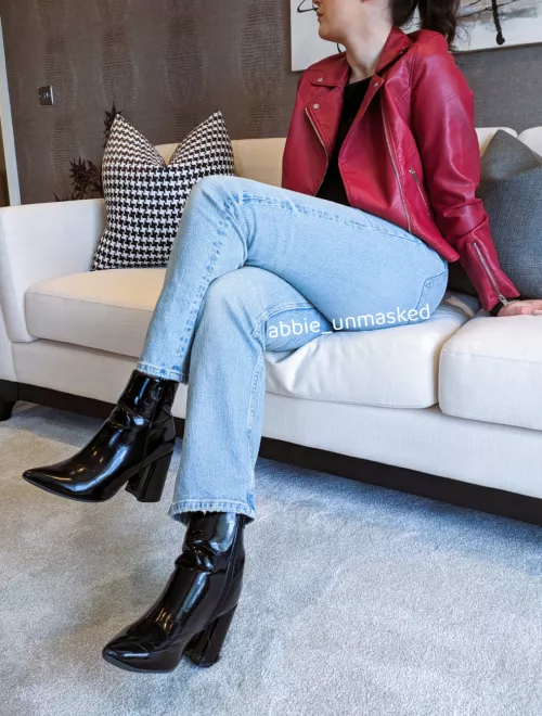 Red Leather Biker & Jeans 🖤♥️ by abbie_unmasked