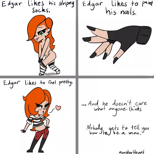 Been wanting to do comics. Here's a quick one starring my boy, Edgar! by TongueEnvy