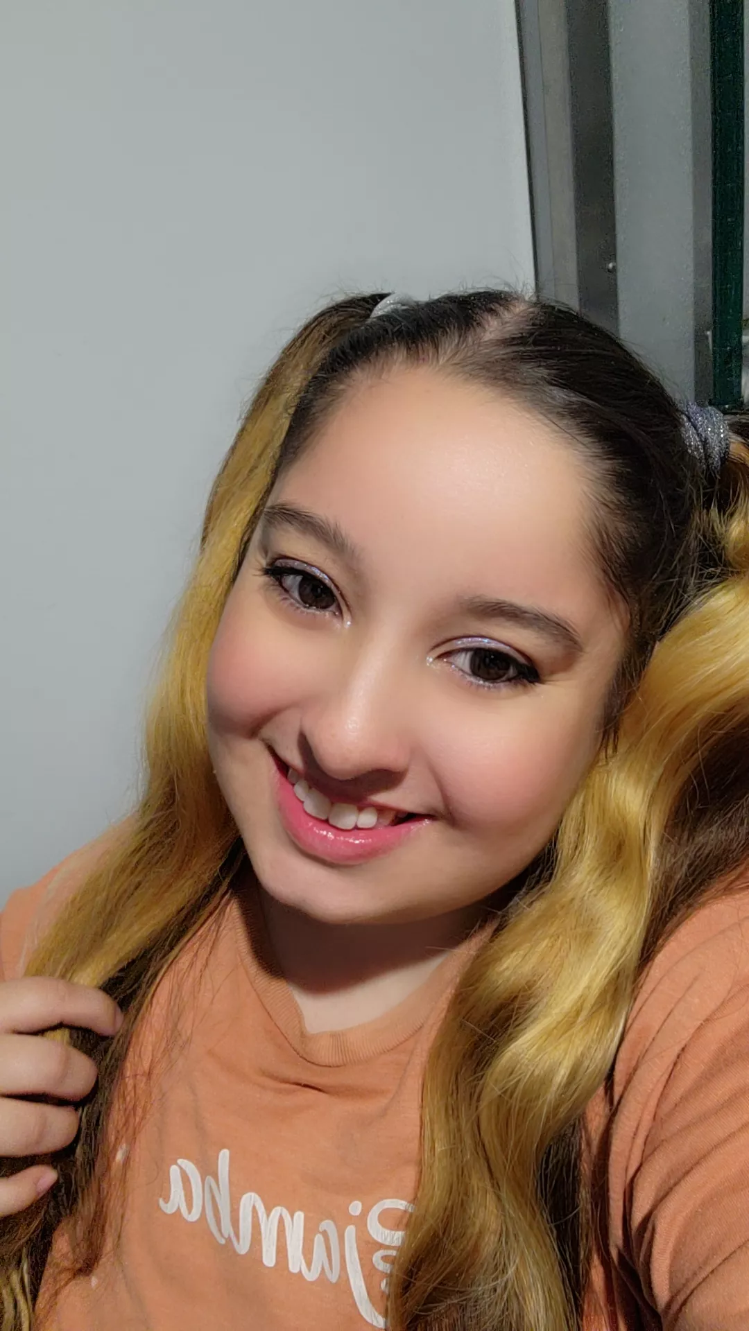 Even though I'm smiling here, I'm sad I'm stuck at work all day😭 posted by doe-eyed-vixen